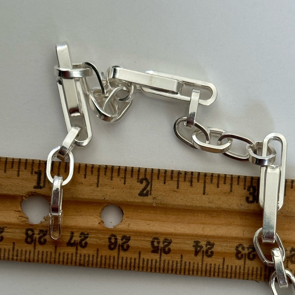 Handmade 6mm 8.25” 925 silver link chain bracelet unisex - Picture 3 of 4